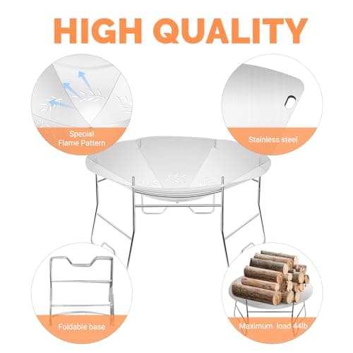 ActDoer Portable Camping Fire Pit - 17 inch Wood Burning Fire Pit with Storage Bag - Camping, Picnics, Backpacking, Outdoor Heating