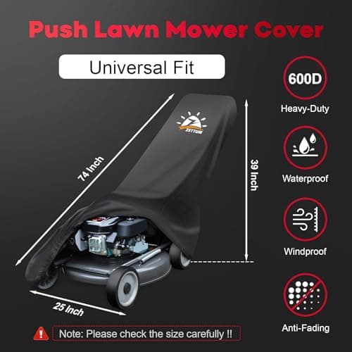 Push Lawn Mower Cover - Walk Behind Lawn Mower Covers Waterproof Heavy Duty, 600D Outdoor Push Mower Cover Universal with Storage Bag for Greenworks, EGO, Craftsman, Husqvarna, Honda and More