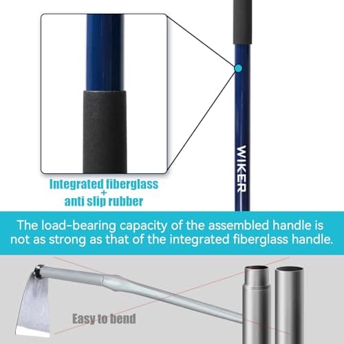 WIKER 57-Inch Heavy Duty Garden Hoe for Weeding, Long Handle Blue Fiberglass Gardening Hoe, Durable Garden Hoes for Gardening, Hoe Garden Tool for Heavy Duty Use
