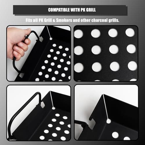 SafBbcue Grill Basket Tray for PK Original and other Charcoal Grills Charcoal Grill Basket Tray for PK Grills BBQ Grill Accessories for PK and Other Charcoal Grills Steel Charcoal Briquette Holder for PK99090