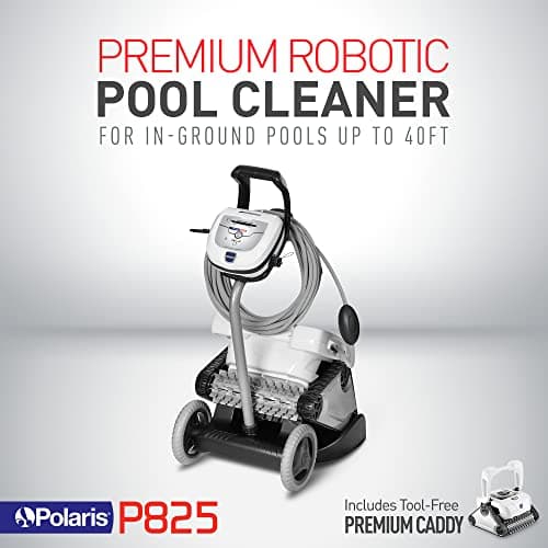 Polaris P825 Sport Robotic Pool Cleaner, Automatic Vacuum for InGround Pools up to 40ft, Wall Climbing Vac w/ Strong Suction & Easy Access Transparent Lid