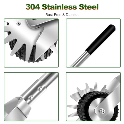 Wheel Rotary Edger Lawn Tool, Manual Grass Edger Trimmer with Adjustable 31.5-60 Inch Stainless Steel Handle, Weed Edger for Sidewalks, Driveways, Garden, Yard, Landscaping, Ergonomic