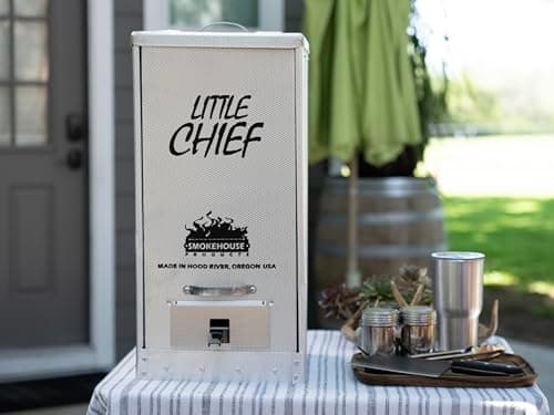 Smokehouse Little Chief Front Load Smoker, Low to Mid Temperature Smoker for Fish, Sausage, Cheese, & Other meats, Smoke Up to 25 Pounds of Meat & Fish
