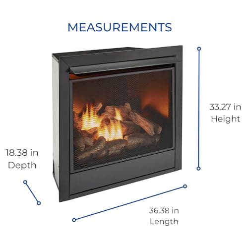 Duluth Forge Dual Fuel Ventless Gas Fireplace Insert, Remote Control, 9 Fire Logs, Use with Natural Gas or Liquid Propane, 32000 BTU, Heats up to 1500 Sq. Ft., Black
