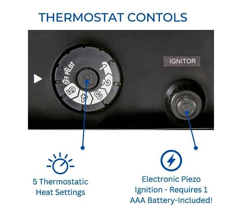 VFL24T Dual Fuel Ventless Fireplace Logs Set with Thermostat, Use with Natural Gas or Liquid Propane, 32000 BTU, Heats up to 1100 Sq. Ft, Brown, 24 Inches, Brown
