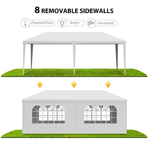 10 x 20 Outdoor Party Wedding Tent Canopy Camping Gazebo Storage BBQ Shelter Pavilion, 6 Removable Sidewalls (10x20)
