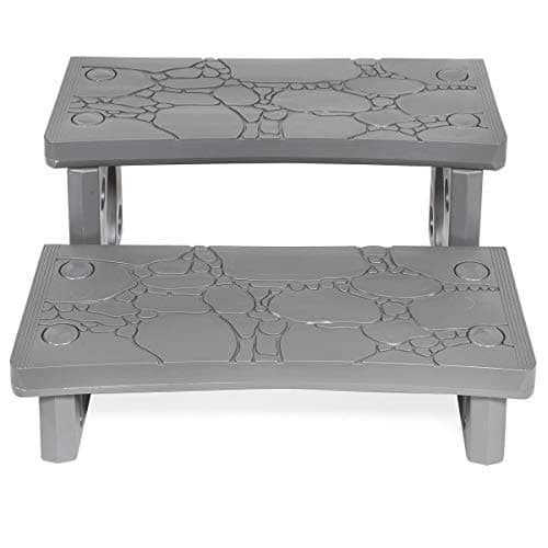 XtremepowerUS Premium Multi Purpose 2-Step Spa Hot Tub Pool RV Campers Deck Steps Lightweight Sided Step (Gray)