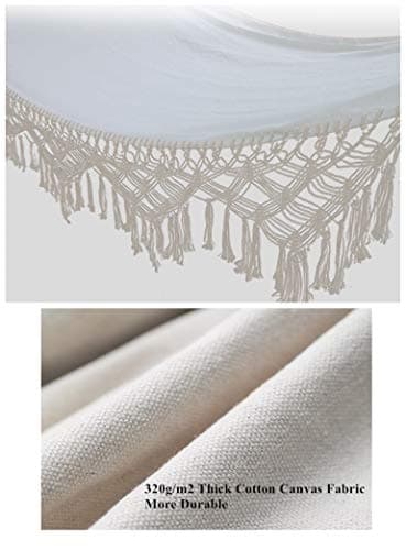 Hammock Brazilian Double Hammocks Soft Comfortable Fabric Cotton Canvas Hanging Portable Two Person Hammock Boho Fringe Large for Adults Backyard Travel