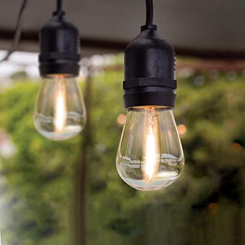 Feit Electric LED String Lights, 20ft Commercial Grade and Shatter Resistant String Lights with 10 Outdoor Sockets, Linkable, 15,000-Hour Lifetime, Wet Rated, SL20-10/FIL, 12 Bulbs Included