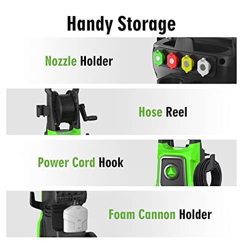 5000 Max PSI Electric Pressure Washer, Power 3.6 GPM Power Washer Machine with Hose Reel,4 Quick Connect Nozzles, Foam Cannon, for Cars, Patios, and Floor Cleaning