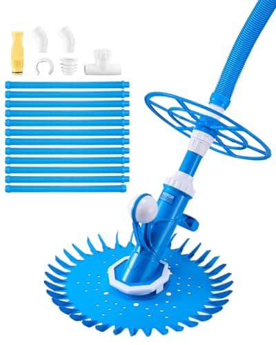 VEVOR Suction Pool Cleaner, Automatic Pool Vacuum Cleaner, Suction Side Automatic Pool Cleaner, Suction Vacuum Pool Sweeper with 12 Hoses, for In-ground Pool and Above-Ground Pool Up to 20 x 35 ft