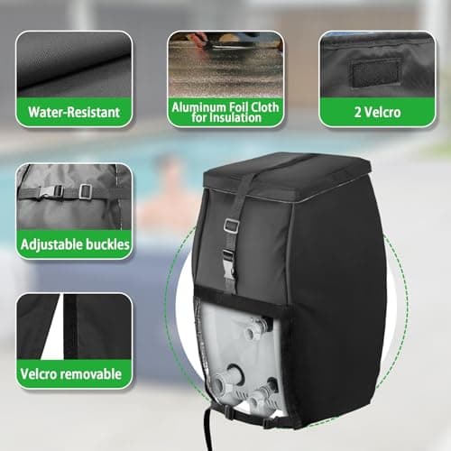 Hot Tub Spa Heater Pump Cover Black - Weatherproof Water Pump Cover for Winter Freeze Protection - Compatible with Heating Pumps with 3 Connectors(Cover Only)