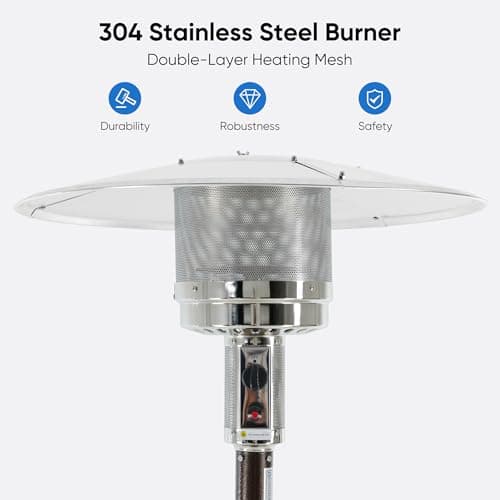 OLIXIS 48,000 BTU Propane Heaters with Wheels, Patio Heater Outdoor with Round Table Design, For Deck Porch Garden Commercial Residential, 17.7 x 17.7 x 87 inches (LxWxH)