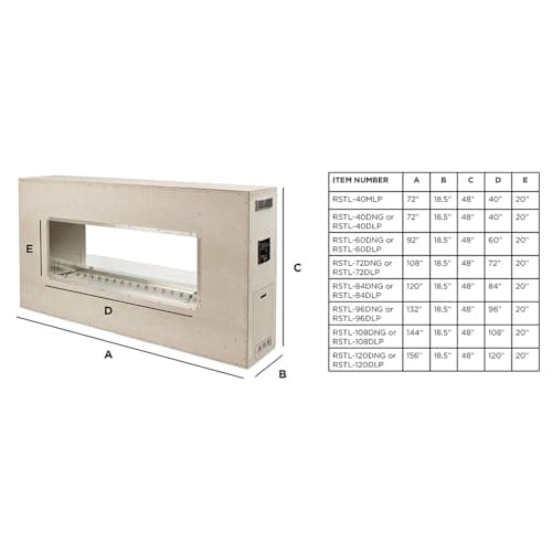 The Outdoor GreatRoom Company Linear Ready to Finish See-Through Fireplace (RSTL-40MLP), Spark Ignition, 40-Inch, Propane