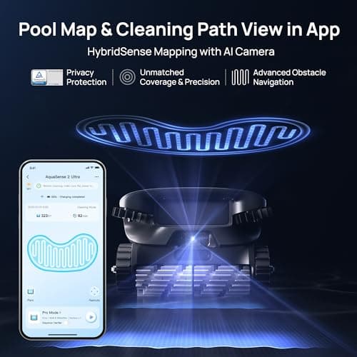 Beatbot AquaSense 2 Ultra Cordless Pool Vacuum Robot for Complex Pools, Pool Mapping with AI Camera, 5-in-1 Cleaning, Smart Surface Parking, Water Surface Cleaning, Water Clarification – Midnight Blue