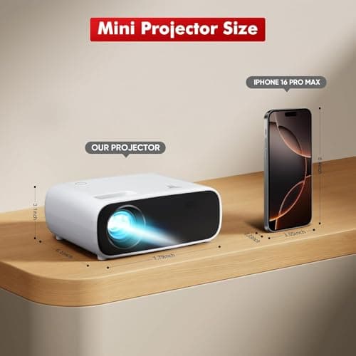 Projector with WiFi and Bluetooth, 500Ansi Native 1080P Projector,Portable Outdoor Projector, Movie Mini Projector Compatible with iOS/Android/HDMI/ TV Stick