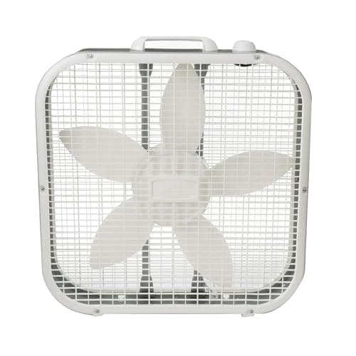 20" Classic White Box Fan – 3-Speed Adjustable, Weather-Resistant Motor, 22.5" Height, Model B20200 (New)