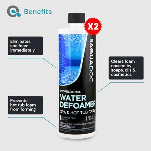 Hot Tub Defoamer - Spa Defoamer for Hot Tub Owners 32oz (2 Pack), Spa Anti Foam to Keep Foam Down, Hot Tub Chemicals Made in USA - AquaDoc