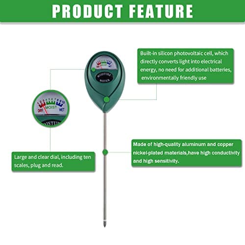 Soil Moisture Meter, Plant Water Monitor for Potted,Gardening, Farm, Lawn, Indoor and Outdoor Plants No Battery Needed（Pack of 1 pcs Green）