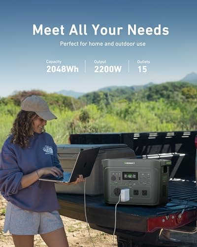 GROWATT Portable Power Station，Infinity 2000 Green Electric Solar Generator，2048Wh LifePO4 Battery,2200W AC Output for Home Use, Outdoor Camping, RVs and Emergency Backup(Solar Panel Optional)