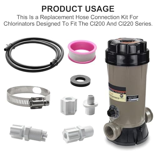 CL200 Chlorine Feeder Parts for Chlorinator Tubing Chlorinator Valve Replacement/with Saddle Clamp Chlorinator Feeder Hose Tubing Parts with Check Valve Control Valve