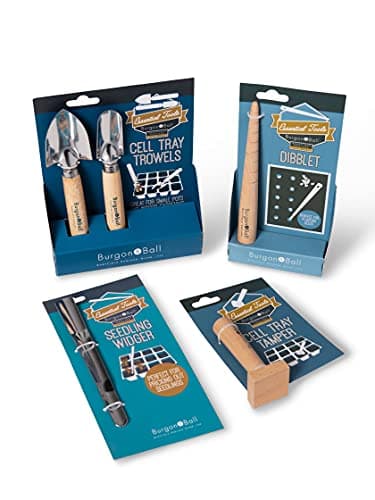 Gardener's Supply Company Ultimate Seed Starting Tool Set | includes 2 Mini Trowels, Cell Tray Tamper, Seedling Widger & Dibbler Stainless Steel & Beech Wood Tools Great Gardening Gift