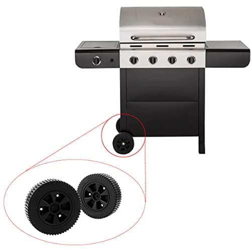 G437-0037-W1 Grill Wheels Replacement Parts for Charbroil Gas2coal 463344015 463436215 463347017 463343015 463376017 463432215 Kenmore 415.16123801 - Plastic Black 7 Inch BBQ Wheels 2PCS