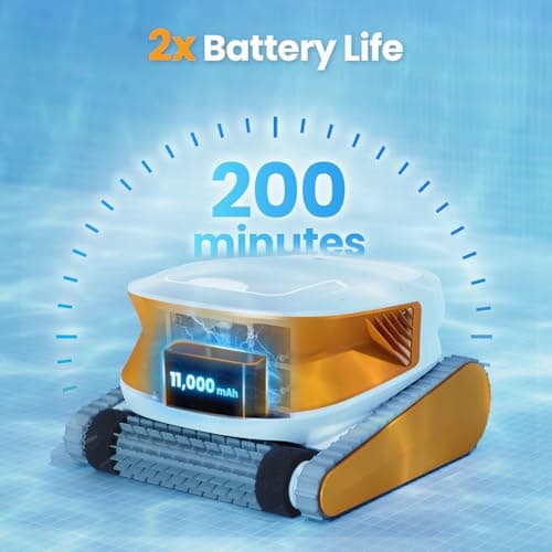 Poolmate Hydro 3 Robotic Pool Cleaner for Inground/Above Ground Pools, 150W Cordless Pool Vacuum, Max 200min Runtime, 4.1L Filter Basket, Auto Waterline/Wall Cleaning, Max 1076 sq.ft Coverage