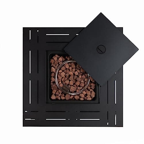 28'' Propane Fire Pit Table, 50,000 BTU Fire Table with Steel Lid, Big Legs, Laval Rocks.