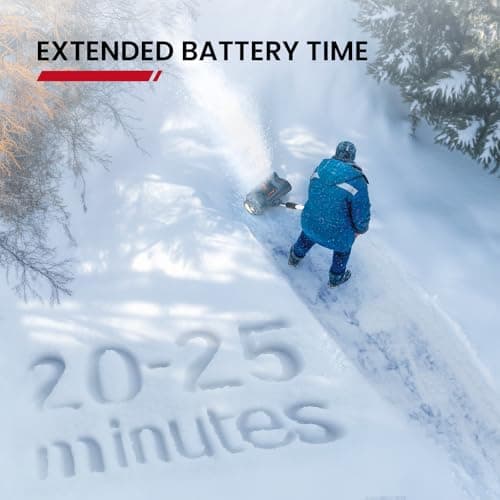 Eletric Snow Shovel, 20V | 12-Inch | 4-Ah Cordless Snow Blower, Battery Powered Snow Blower with Directional Plate & Adjustable Front Handle (4-Ah Battery & Quick Charger Included)