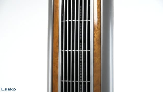 Lasko Oscillating Tower Fan, Nighttime Setting, Remote Control, Portable, Timer, for Bedroom, Home and Office, 3 Quiet Speeds, 42.5", Silverwood, T42954, woodgrain and grey