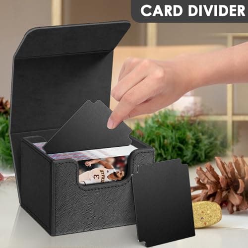 Homthy 4 Pack Card Box - Large Size, Fits 400+ Sleeved Cards, Compatible with Mtg Deck, Premium Leather Card Box for Trading Cards