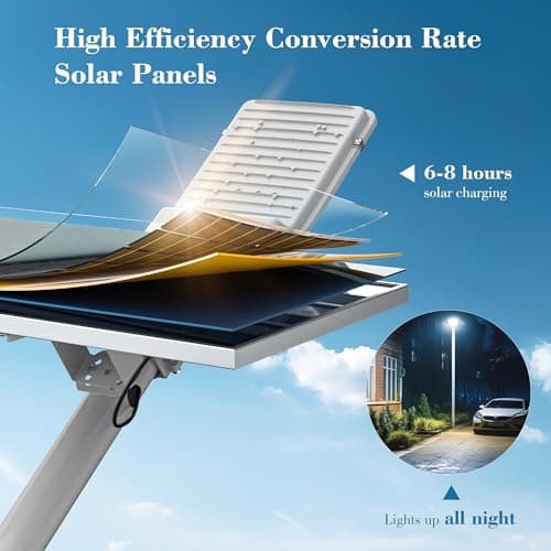 6000W Solar Street Lights Outdoor - 6500K Solar Lights Outdoor Waterproof Dusk to Dawn, High Brightness Street Lights Solar Powered with Remote Control for Yard, Parking lot and Garage