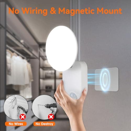 Rechargeable Motion Sensor Wall Light with Remote - Magnetic Wireless Closet Lights with Adjustable Lighting & Angle, Battery Operated Motion Sensor Light for Closet Pantry Garage Shed Stairs Hallway