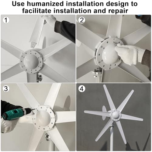 800W Wind Turbine Generator Kit, 6-Blade 12V/24V Wind Energy System, Durable Electromagnetic Power Generator for Home, RV, and Off-Grid Use White