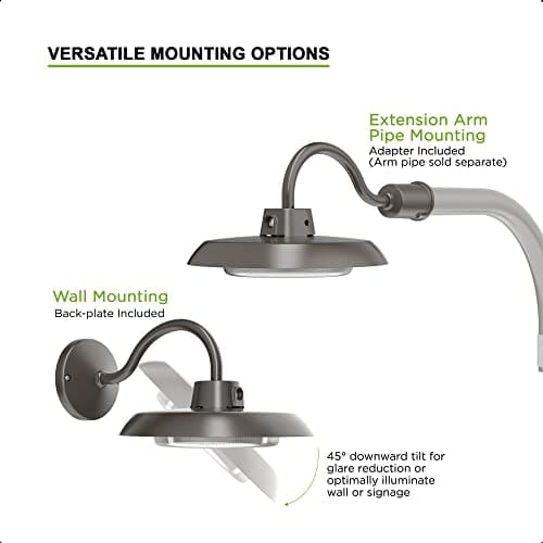 50W LED Gooseneck Barn Light 10 Inch Outdoor Farmhouse Wall Light with Dusk to Dawn Photocell Pole/Wall Mounted Area Light for Barn Garage Yard Warehouse 120VAC 4000K 5000LM UL Listed IP65 Dark Bronze