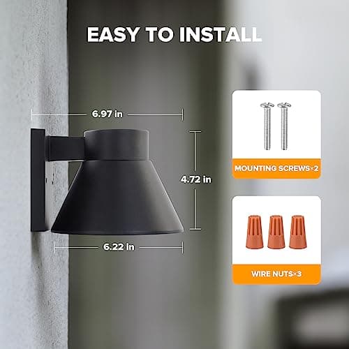 UME 2 Pack LED Outdoor Wall Light Fixtures, Black Front Porch Lights Wall Mount Lighting, Exterior Waterproof Wall Lantern Light Fixture Anti-Rust Farmhouse Wall Sconce for Patio, Doorway, Garage