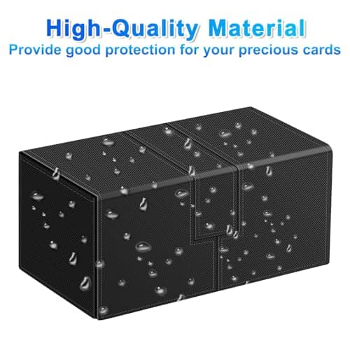 Card Deck Case for Trading Cards, Deck Storage Box for 200 Single Sleeved Cards Large Twin Flip Deck Case with 1 Storage Dice & 2 Trays Fits EDH/YuGiOh/MTG/TCG/CCG (Small-Black)