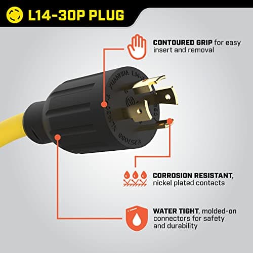 Champion 3-Foot 30-Amp 125/250-Volt Generator Y-Adapter (L14-30P to two 5-20R)