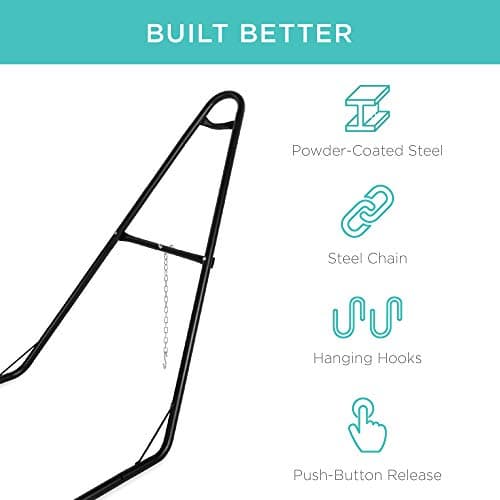 Best Choice Products Adjustable Portable Hammock Stand, Outdoor Patio Weather-Resistant Steel for 9-14ft Hammocks w/Hanging Hooks, Powder-Coated Finish, Carrying Bag, 450lb Weight Capacity