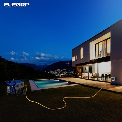 ELEGRP 30 Amp Generator Extension Cord 50 Feet, 4-Prong NEMA L14-30P to L14-30R, 120/250V Up to 75000W, 10 Gauge Heavy Duty SJTW Locking Power Cord for Portable Generators, Home Backup, ETL Listed