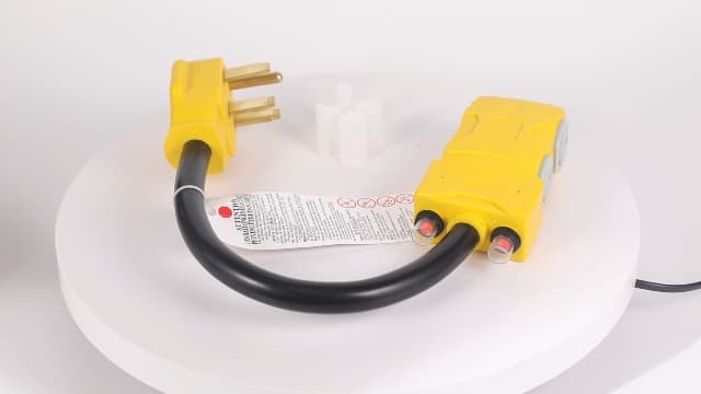 50Amp to 20 Amp 110V RV Distribution Adapter. 4 Prong NEMA 14-50P Male to 4*5-20R/5-15R Household Outlet Female with Circuit Breaker.RV Generator Adapter Cord 1.5FT.Yellow