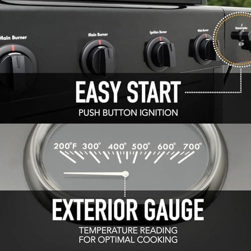 Kenmore 4-Burner Gas Grill with Side Burner, Outdoor BBQ Grill, Propane Gas Grill, Cast Iron Cooking Grates, Electronic Ignition, Warming Rack, 53000 BTUs, Black + Bonus Cover
