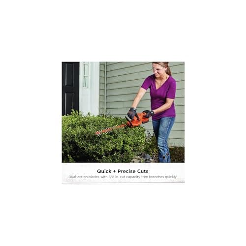 BLACK+DECKER 20V MAX Hedge Trimmer, Cordless, 18 inch Blade, Reduced Vibration, Battery and Charger Included (LHT218C1)