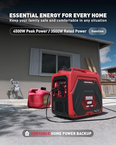 ERAYAK 4500W Portable Inverter Generator for Home Use, Super Quiet Small Generator for Camping Outdoor Emergency Power Backup, Gas Powered Engine, EPA Compliant