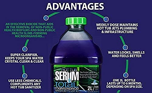 A Weekly Maintenance Hot Tub Cleaner/Clarifier/Conditioner/Softener All-in-One 2 Liter (24 Weekly doses), Inflatable Hot Tub Chemicals for Complete Hot Tub Treatment