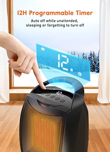 GiveBest Digital Space Heater, 1500W/750W Portable ETL Listed Electric Heater with 4 Modes, 1s heating,Timer, Overheating & Tip-Over Protection, Portable Heater for Indoor use