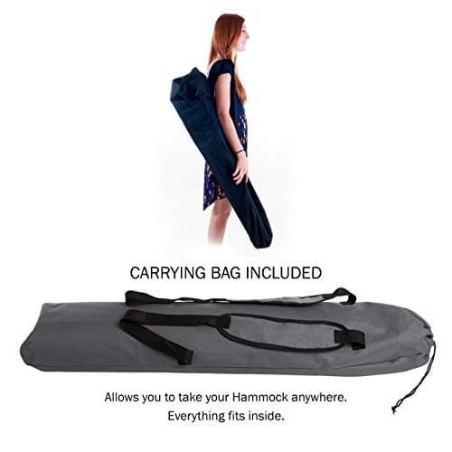 Hammock with Stand Included - Portable Hammock Fits into Carry Bag for Easy Travel - Perfect for Backyard, Pool, Beach, Hiking by Lavish Home (Gray)