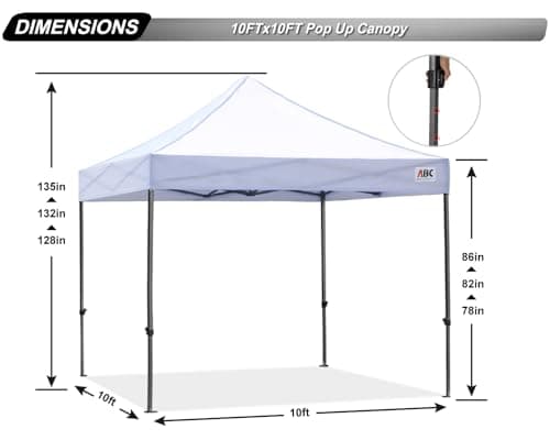 ABCCANOPY Patio Pop Up Canopy Tent 10x10 Commercial-Series (White)