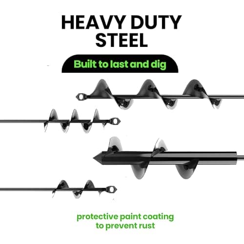 K-Brands Auger Drill Bit for Planting 2 Pack 1.6 x 16 Inch & 3.5 x 16 Inch Set – Garden Spiral Hole and Bulb Planter Tool for Umbrella Holes - Compatible with 3/8 Inch Hex Drive